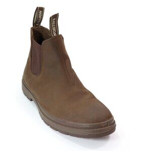 NORTIV 8 Men's Chelsea Work Boot Brown Leather Ankle Slip On Casual Shoe Size 12